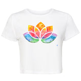 Flowy Cropped T-Shirt with Watercolour Lotus