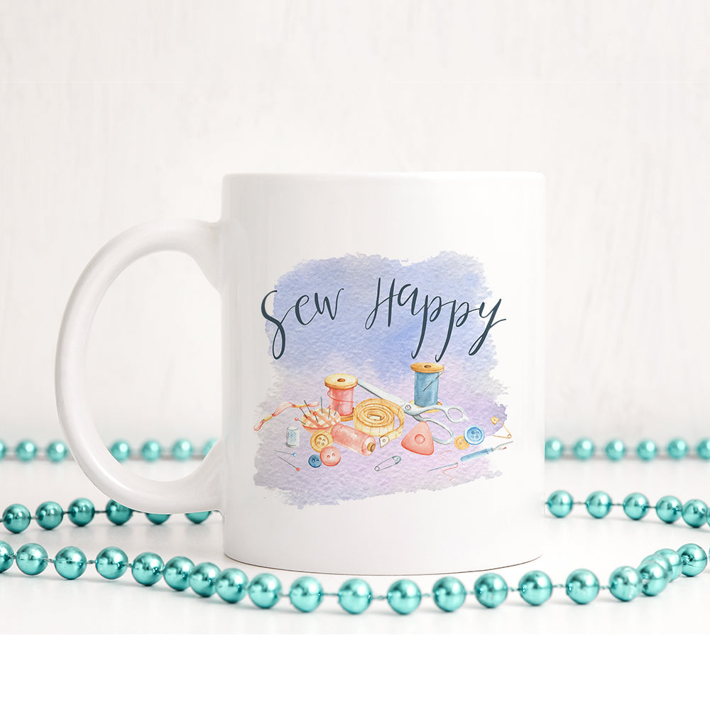 Sew happy | Ceramic mug - Adnil Creations