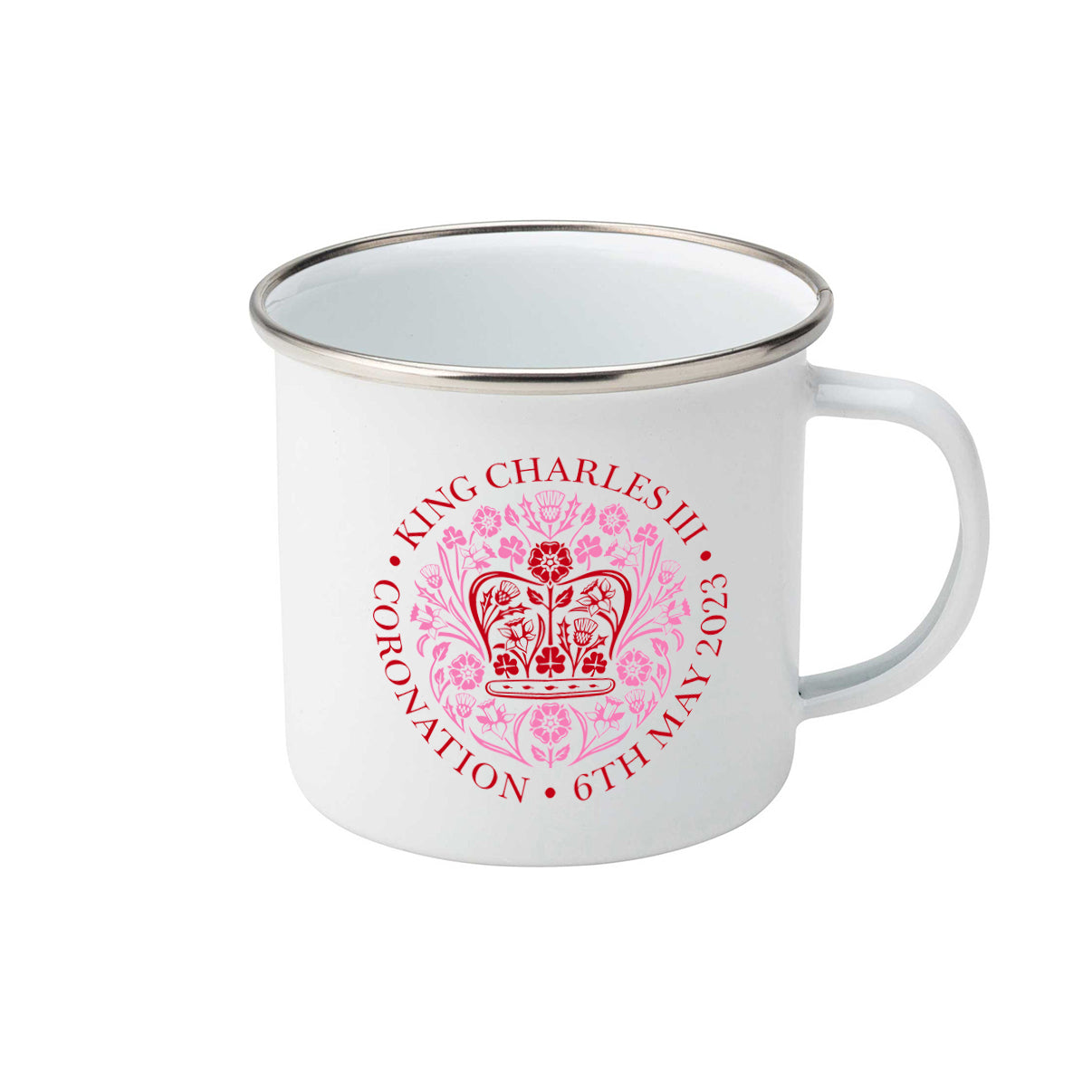 Official Emblem of The Coronation of King Charles III – 6th May 2023 | Enamel mug | Red