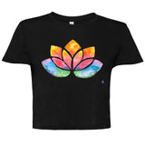 Flowy Cropped T-Shirt with Watercolour Lotus