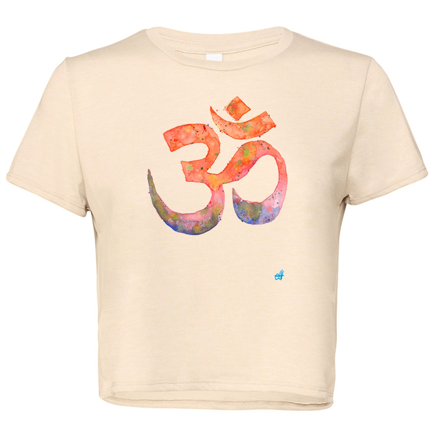 Flowy Cropped T-Shirt with watercolour Om-T-Shirt-Adnil Creations
