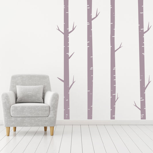 Set of four birch trees | Wall decal - Adnil Creations