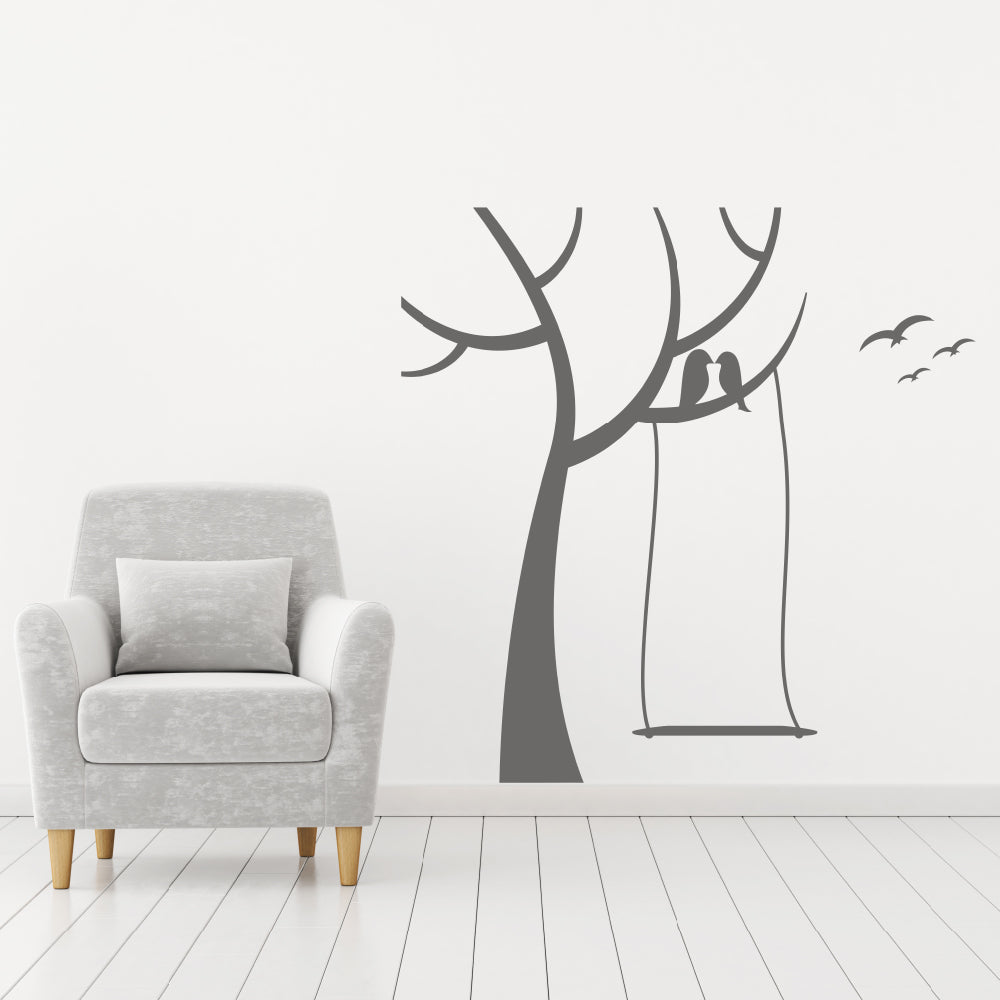 Tree with swing and birds | Wall decal - Adnil Creations