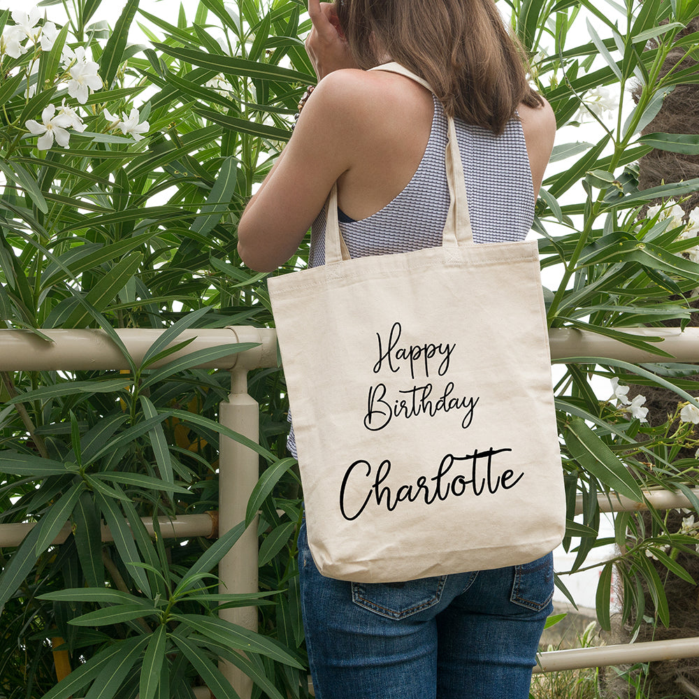 Personalised happy birthday bag | 100% Cotton tote bag - Adnil Creations
