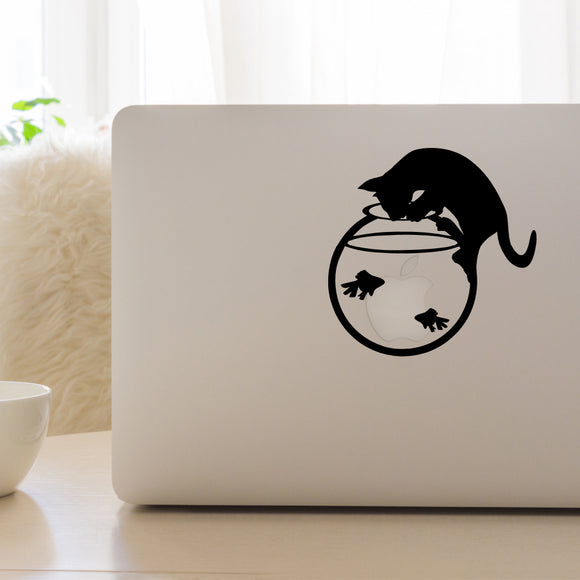 Cat and fish bowl | Laptop decal - Adnil Creations