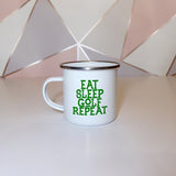 Eat sleep golf repeat | Enamel mug - Adnil Creations