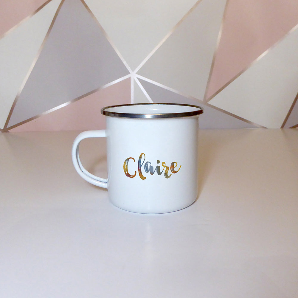 Muted ombre personalised name | Enamel mug - Adnil Creations
