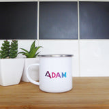 Retro bright ombre personalised name | Enamel mug - Adnil Creations