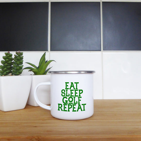 Eat sleep golf repeat | Enamel mug - Adnil Creations