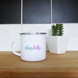 Pastel rainbow personalised name | Enamel mug - Adnil Creations