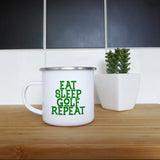 Eat sleep golf repeat | Enamel mug - Adnil Creations