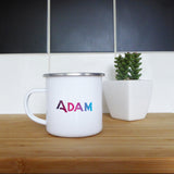 Retro bright ombre personalised name | Enamel mug - Adnil Creations