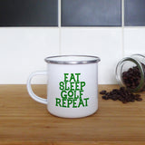 Eat sleep golf repeat | Enamel mug - Adnil Creations