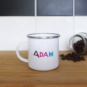 Retro bright ombre personalised name | Enamel mug - Adnil Creations
