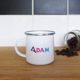 Retro bright ombre personalised name | Enamel mug - Adnil Creations