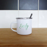 Green ombre personalised name | Enamel mug - Adnil Creations