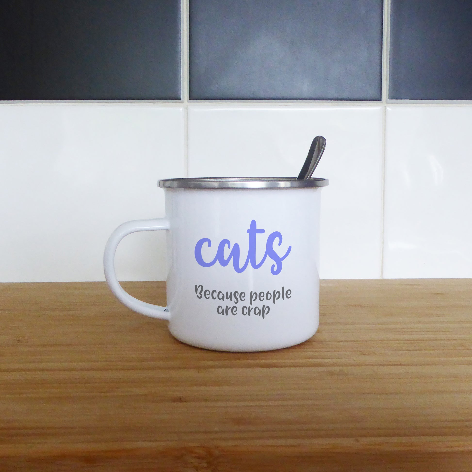 Cats because people are crap | Enamel mug - Adnil Creations