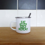 Eat sleep golf repeat | Enamel mug - Adnil Creations