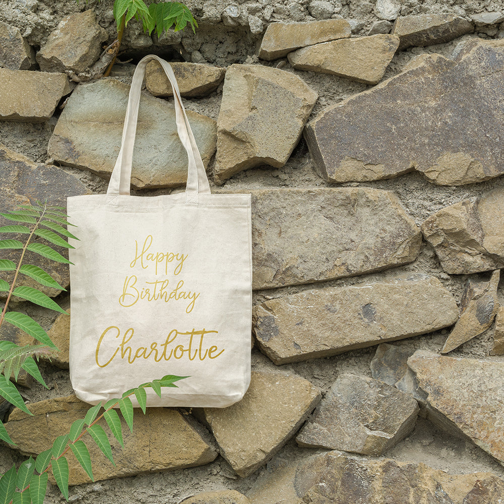 Personalised happy birthday bag | 100% Cotton tote bag - Adnil Creations