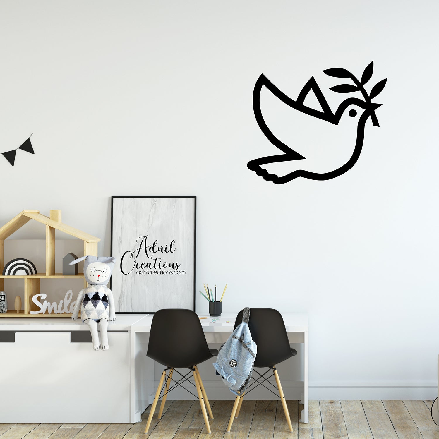 Dove with olive branch | Wall decal-Wall art-Adnil Creations