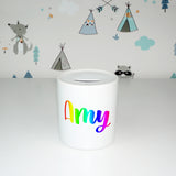 LGBTQ+ rainbow personalised name | Ceramic money box - Adnil Creations