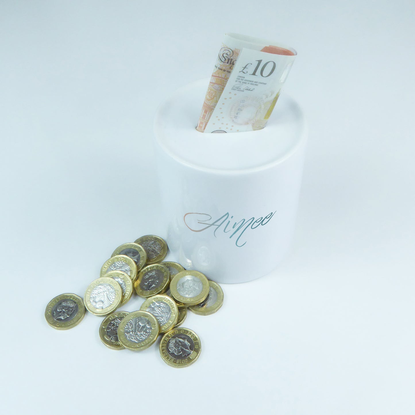 Ocean ombre script personalised name | Ceramic money box - Adnil Creations