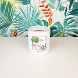 Tropical holiday fund personalised name | Ceramic money box - Adnil Creations