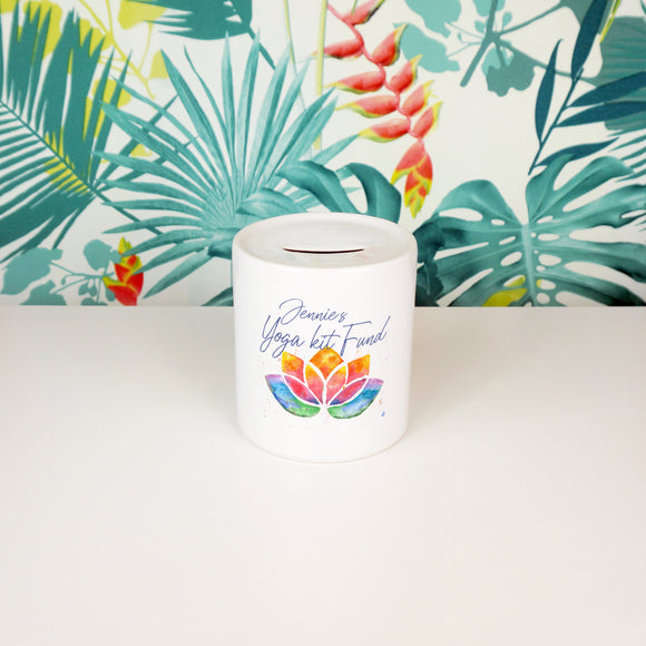 Yoga kit fund personalised name | Ceramic money box - Adnil Creations