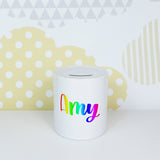 LGBTQ+ rainbow personalised name | Ceramic money box - Adnil Creations