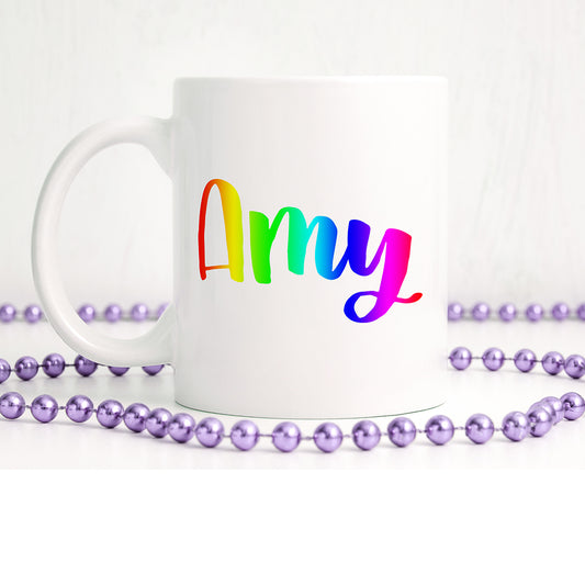 Bright rainbow personalised name | Ceramic mug - Adnil Creations
