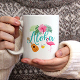 Aloha with flamingo and ukulele | Ceramic mug
