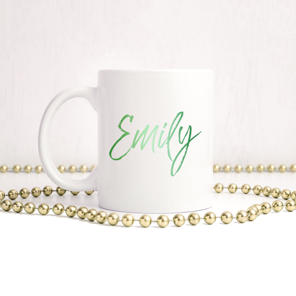 Green ombre personalised name | Ceramic mug - Adnil Creations