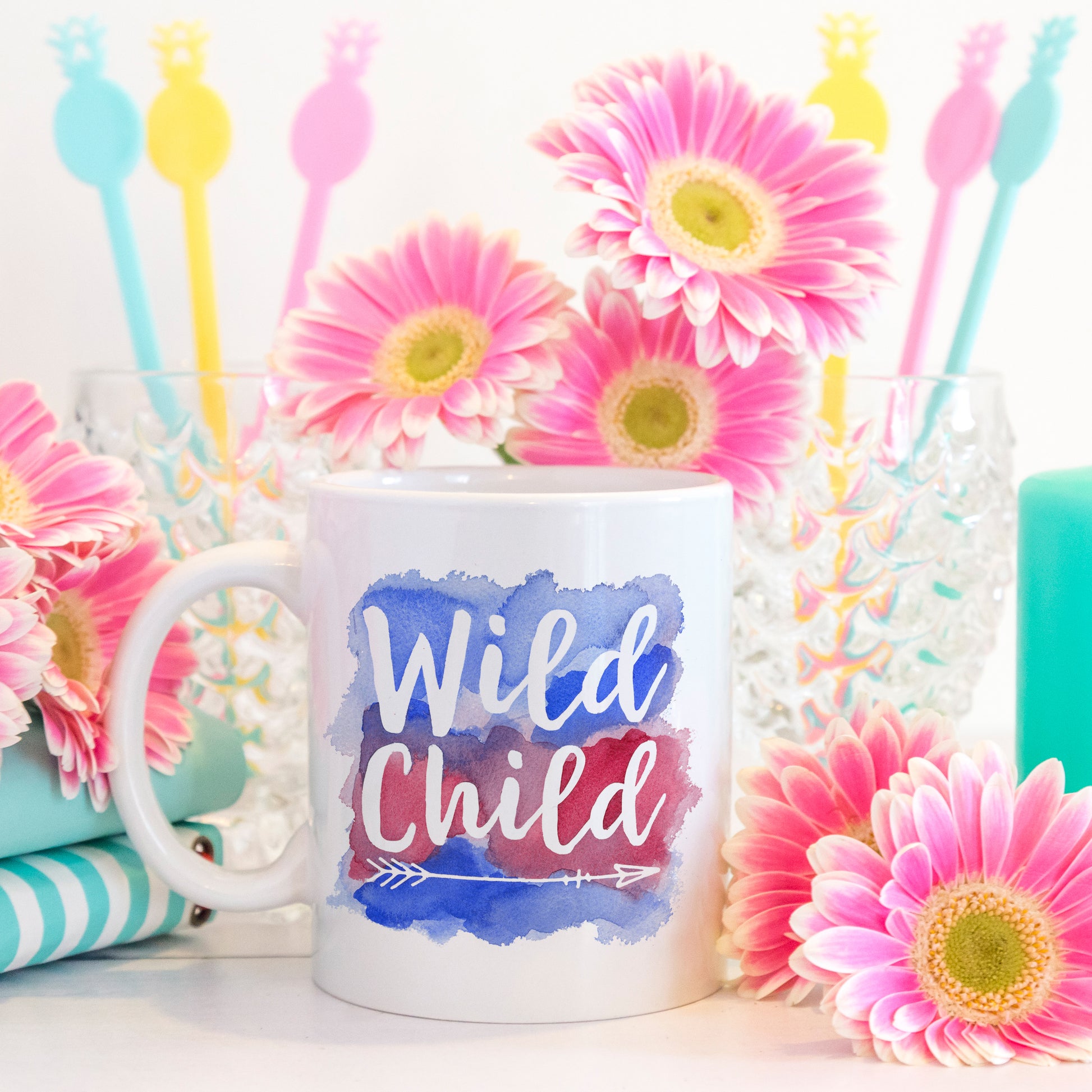 Wild child watercolour | Ceramic mug - Adnil Creations