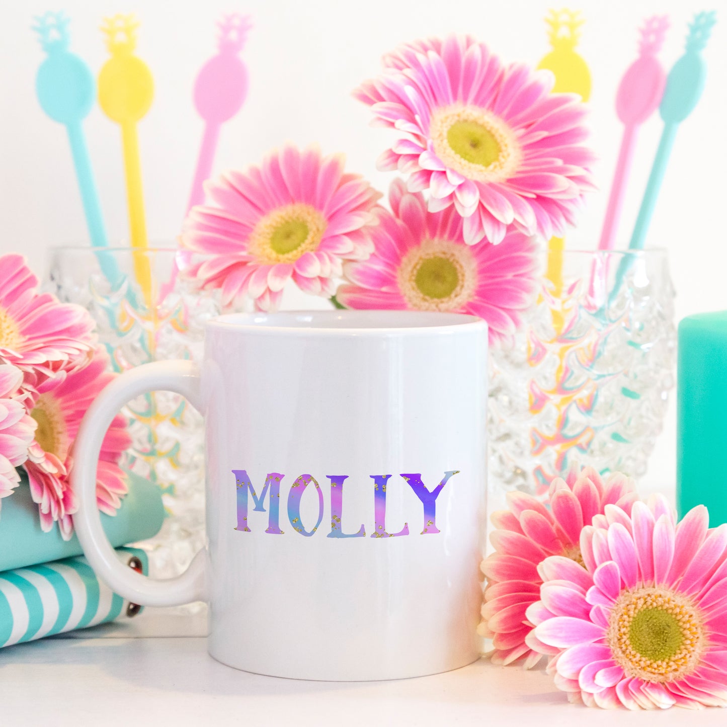 Pastel rainbow personalised name | Ceramic mug