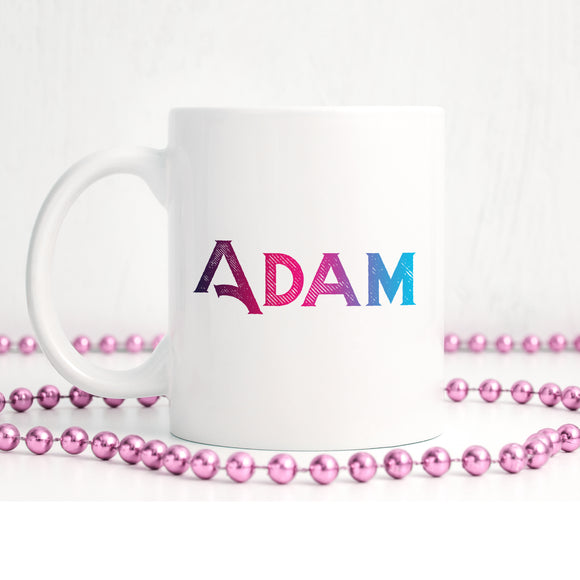 Retro bright ombre personalised name | Ceramic mug - Adnil Creations