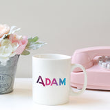 Retro bright ombre personalised name | Ceramic mug - Adnil Creations