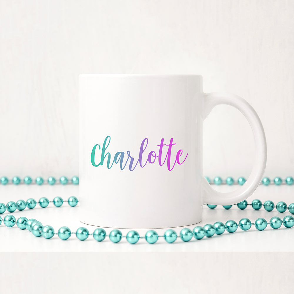 Pastel rainbow personalised name | Ceramic mug - Adnil Creations