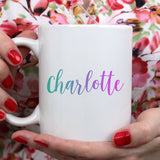 Pastel rainbow personalised name | Ceramic mug - Adnil Creations