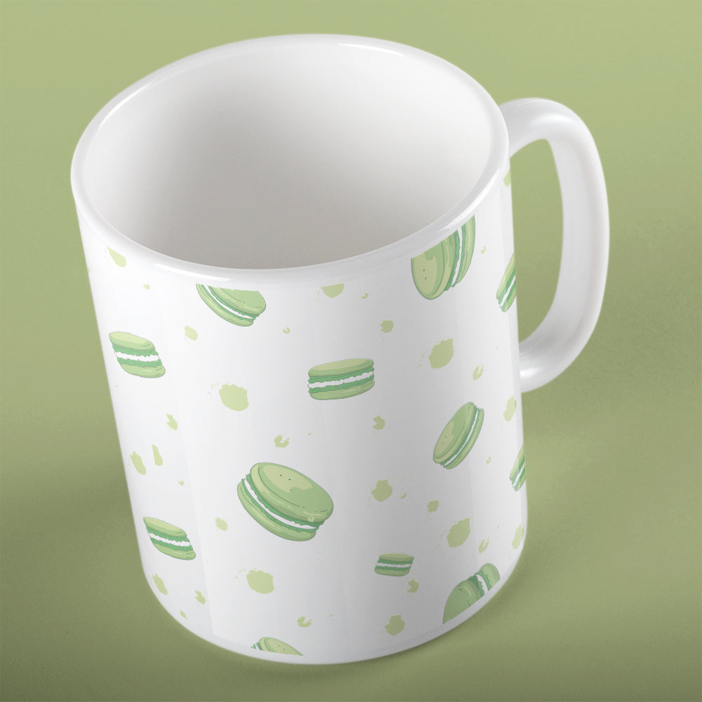 Green macaroon pattern | Ceramic mug - Adnil Creations