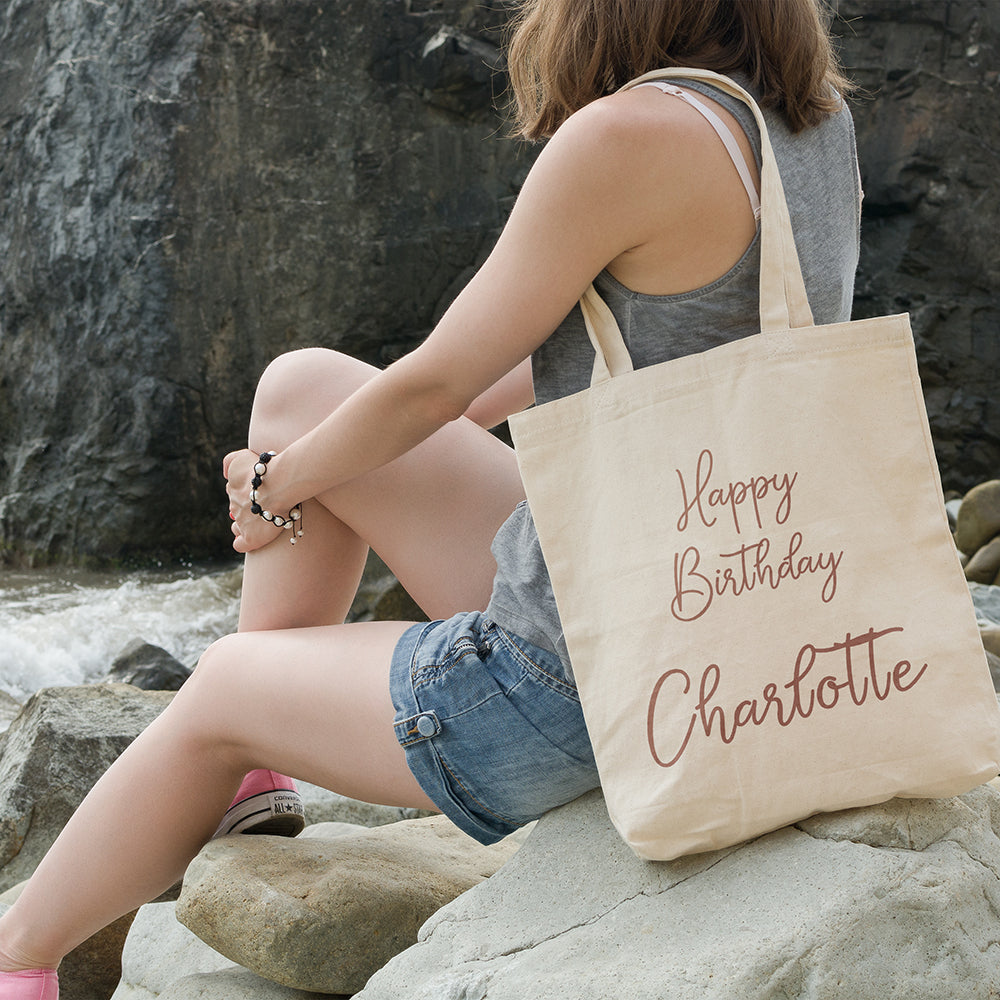 Personalised happy birthday bag | 100% Cotton tote bag - Adnil Creations