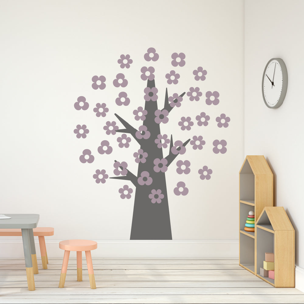Simple tree with 40 flowers | Wall decal - Adnil Creations