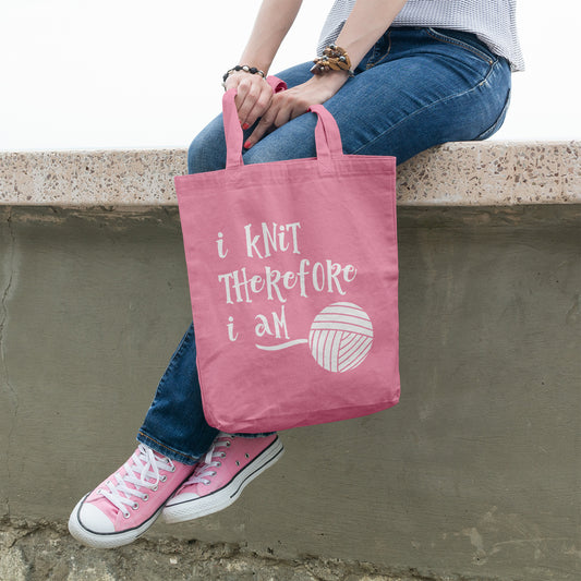 I knit therefore I am | 100% Cotton tote bag - Adnil Creations