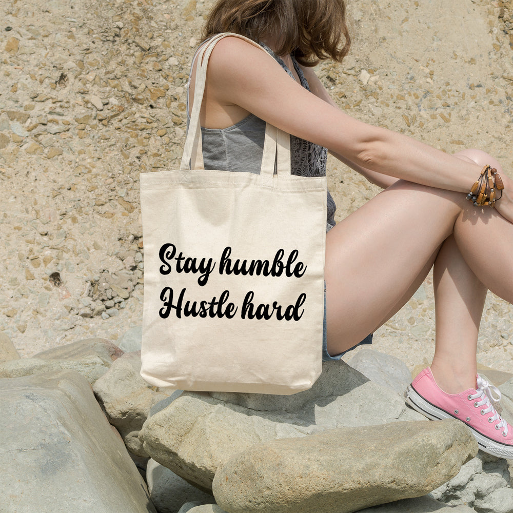Stay humble, hustle hard | 100% Cotton tote bag - Adnil Creations