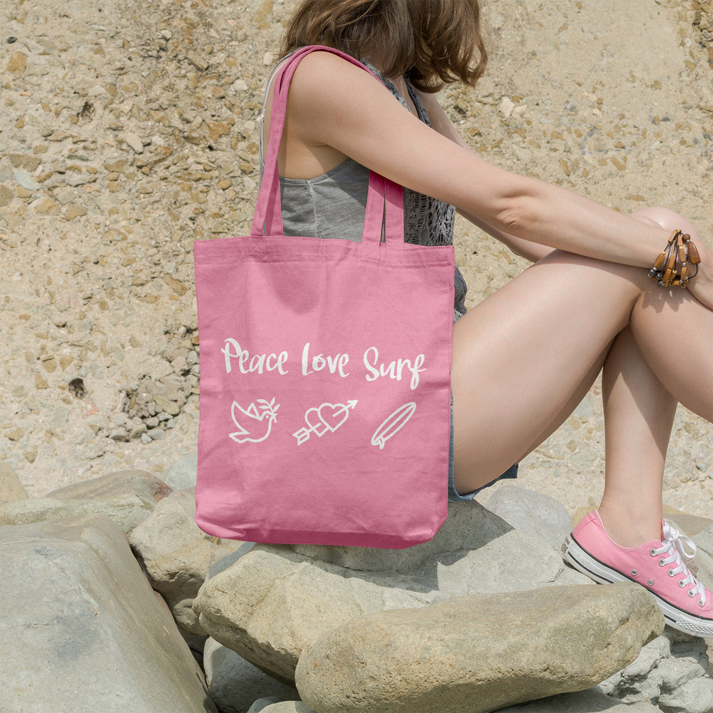 Peace love surf | 100% Cotton tote bag - Adnil Creations