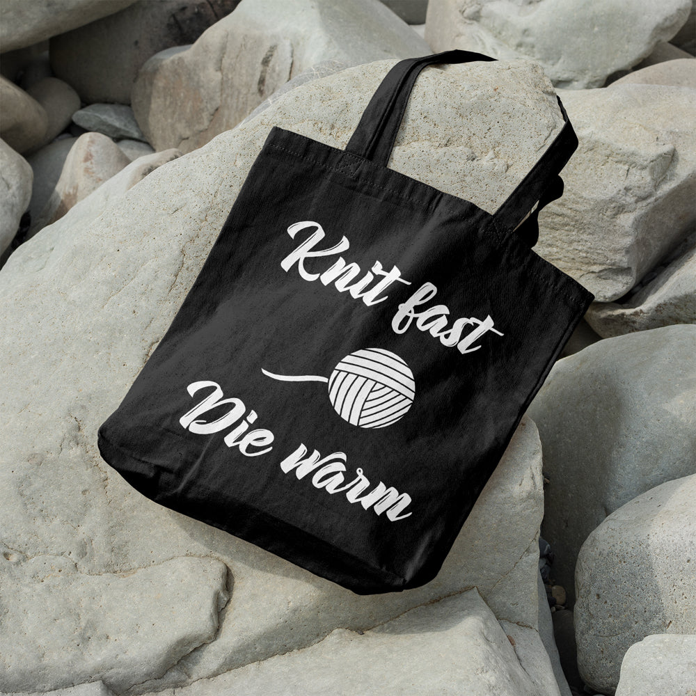 Knit fast die warm | 100% Cotton tote bag - Adnil Creations