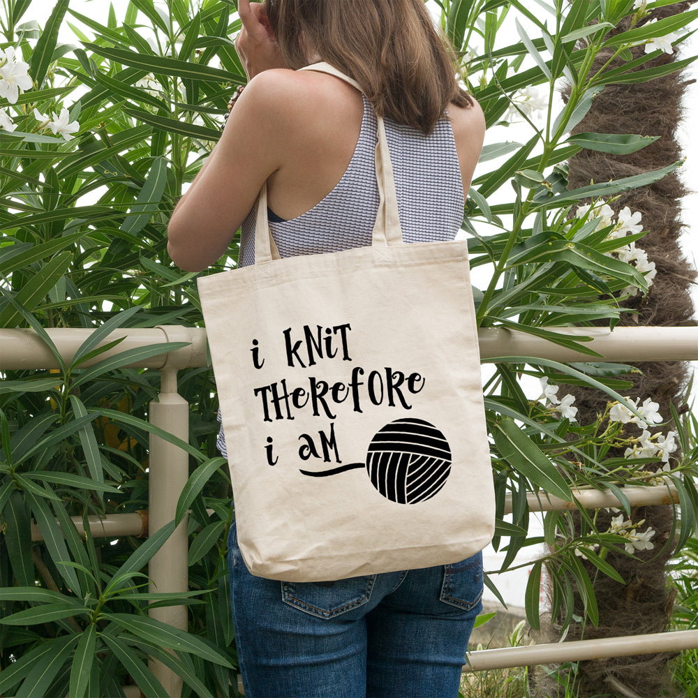 I knit therefore I am | 100% Cotton tote bag - Adnil Creations
