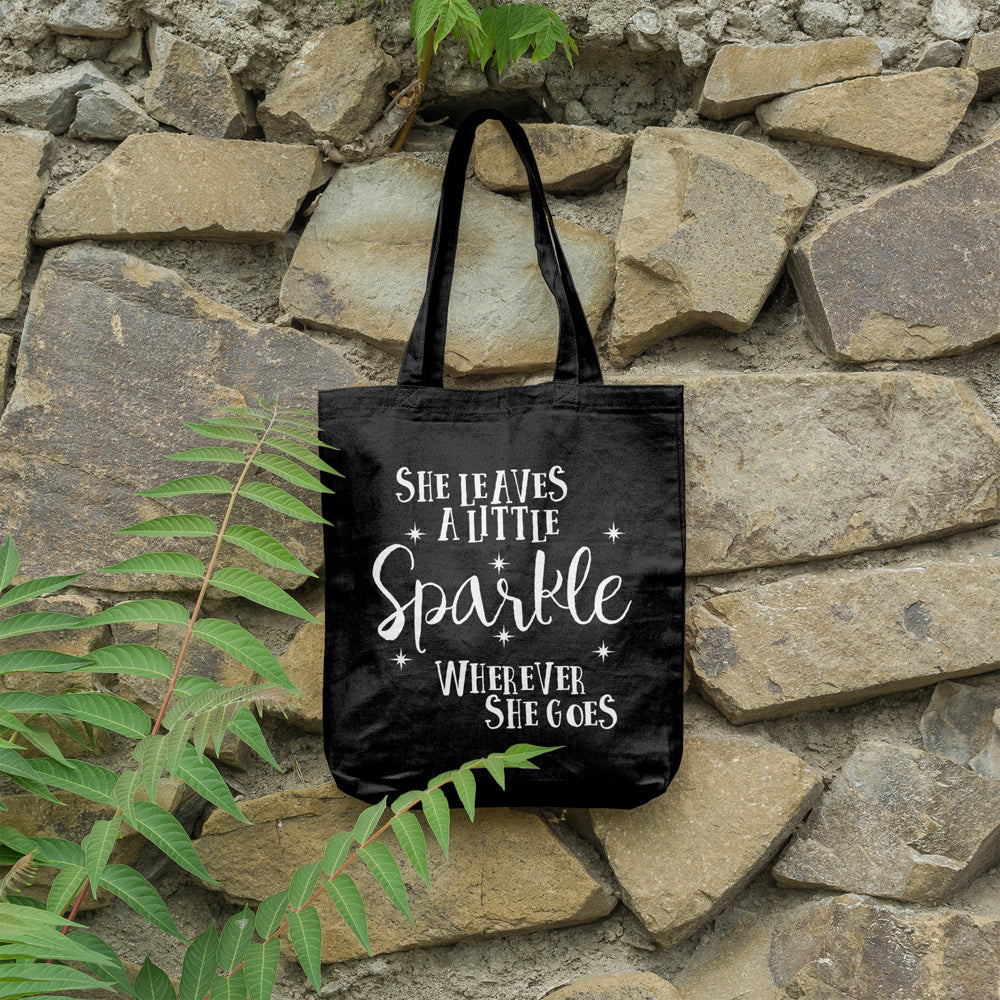 She leaves a little sparkle wherever she goes | 100% Cotton tote bag - Adnil Creations
