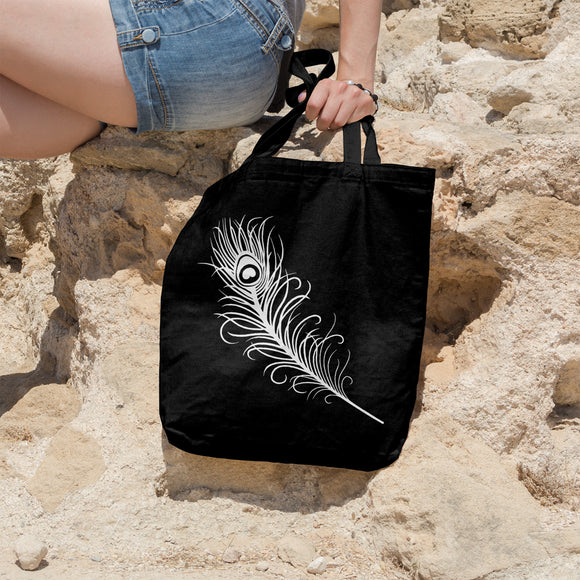 Peacock feather | 100% Cotton tote bag - Adnil Creations