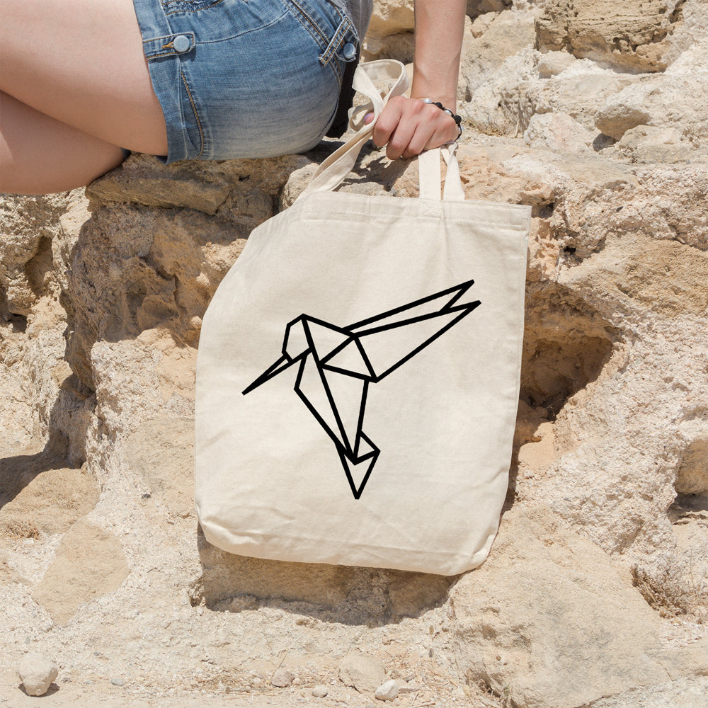 Geometric hummingbird | 100% Cotton tote bag - Adnil Creations