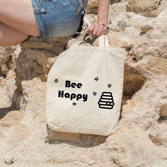Bee happy | 100% Cotton tote bag - Adnil Creations